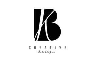 lettres bk logo avec un design minimaliste. lettres b et k avec typographie géométrique et manuscrite. vecteur