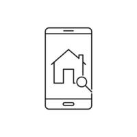 icône de recherche de maison en ligne pour smartphone vecteur