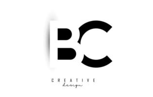 lettres bc logo avec design d'espace négatif noir et blanc. lettres b et c avec typographie géométrique. vecteur