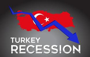 carte du concept créatif de crise économique de la récession de la turquie avec flèche de crash économique. vecteur