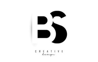 lettres bs logo avec design d'espace négatif noir et blanc. lettres b et s avec typographie géométrique. vecteur