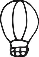 icône de ballon. croquis de style doodle dessinés à la main. , minimalisme, monochrome. transport vol voyage rétro vecteur