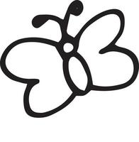 icône de papillon. croquis de style doodle dessinés à la main. , minimalisme, monochrome. insecte simple naïf enfantin vecteur