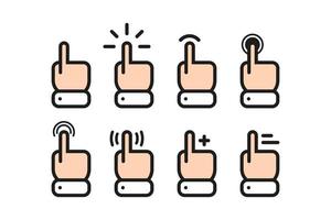 ensemble de curseur de souris dans divers gestes. icônes pour les appareils mobiles à écran tactile. vecteur au design plat
