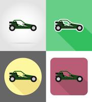 VTT voiture buggy hors routes plates icônes vector illustration