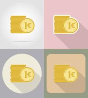 pièces euro plat icônes vector illustration