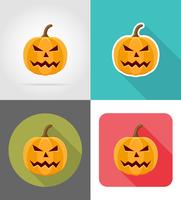 citrouille d&#39;Halloween icônes plates vector illustration