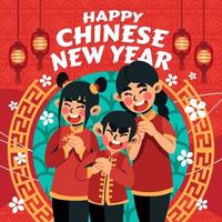 gong xi fa cai concept avec des enfants vecteur