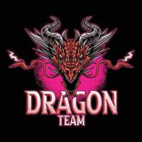 tête de dragon comme logo ou illustration de t-shirt pour l'équipe e sport ou la communauté des joueurs vecteur