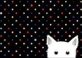 fond d'étoile de points colorés de chat blanc vecteur