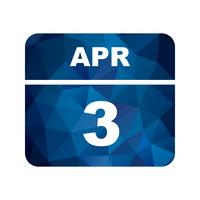 3 avril Date sur un calendrier d&#39;une journée vecteur