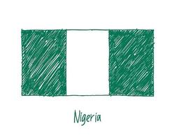 marqueur de drapeau nigérian ou vecteur d'illustration de croquis au crayon