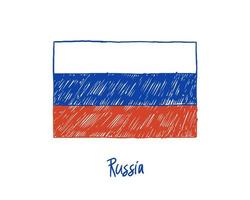 marqueur de drapeau de la russie tableau blanc ou croquis au crayon vecteur d'illustration