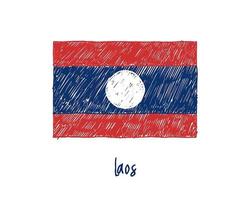 marqueur de drapeau du laos ou vecteur d'illustration de croquis au crayon