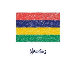 Marqueur de drapeau de l'île Maurice ou vecteur d'illustration de croquis au crayon