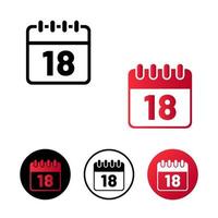 illustration de l'icône du jour 18 du calendrier vecteur