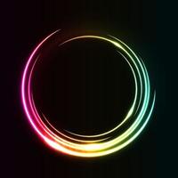 cercle abstrait effet de lumière arc-en-ciel sur le vecteur de cadre d'anneau illuminé