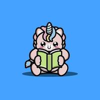 illustration d'icône de dessin animé de livre de lecture de licorne mignonne vecteur