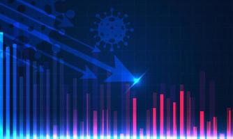 la bourse ou les actions chutent à cause de l'impact du coronavirus ou du covid-19 sur la bourse et l'économie mondiale. retombées économiques. conception d'illustration vectorielle. vecteur