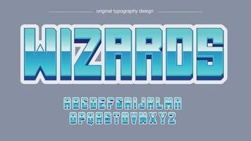 typographie de jeu brillant chrome 3d bleu vecteur