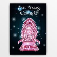 Noël approche, affiche avec trône en cannes de bonbon vecteur