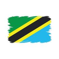 drapeau tanzanie avec pinceau aquarelle vecteur