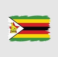 drapeau zimbabwe avec pinceau aquarelle vecteur