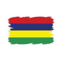 drapeau de l'ile maurice avec pinceau aquarelle vecteur