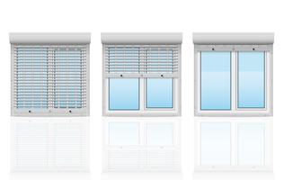 fenêtre en plastique derrière métal perforé volets roulants illustration vectorielle vecteur