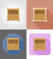 meubles de table de chevet mis plats icônes illustration vectorielle vecteur