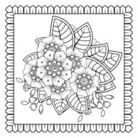 fleur de mehndi pour henné, mehndi, tatouage, décoration. ornement décoratif dans un style oriental ethnique, ornement de griffonnage, dessin à la main de contour. page de livre de coloriage. vecteur