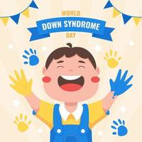 célébration de la journée mondiale du syndrome de Down avec un personnage d'enfants vecteur