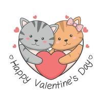 joli couple de chats de minou de saint valentin amoureux