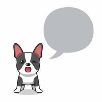 chien de terrier de boston de personnage de dessin animé avec la bulle de dialogue vecteur