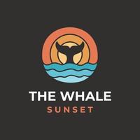 création de logo de baleine sauvage et de vague de mer vecteur