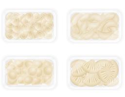 boulettes de pâte avec une garniture en emballé set icônes vector illustration