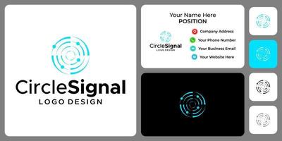 création de logo de signal de cercle avec modèle de carte de visite. vecteur