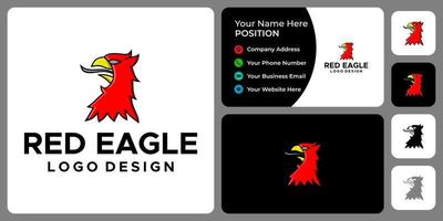 création de logo aigle rouge avec modèle de carte de visite. vecteur