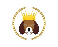 tête de chien avec couronne et cercle de blé vecteur