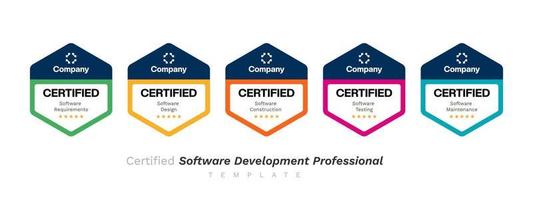 modèle de conception de vecteur professionnel de développement logiciel certifié. logo de badge de formation d'entreprise de certificat.