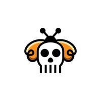 crâne d'abeille de forme simple de conception de logo de vecteur de mascotte