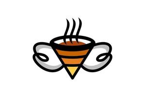 Vector logo design combinaison verre café et abeille