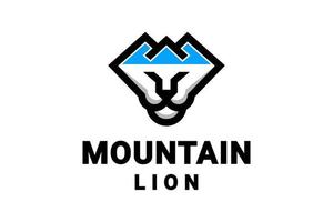 combinaison de conception de logo vectoriel montagne et lion