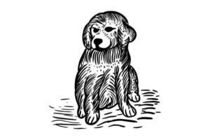 Chien de conception de vecteur dessiné à la main en couleur noir sur fond blanc