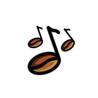 note de combinaison musique et grain de café sur fond blanc, création de logo de modèle vectoriel