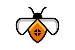 combinaison abeille et maison avec style plat minimaliste en arrière-plan conception de logo de modèle vectoriel blanc modifiable