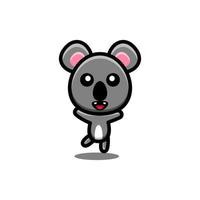 koala dansant en arrière-plan blanc, création de logo de dessin animé vectoriel modifiable