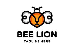 combinaison de conception de logo vectoriel abeille et lion
