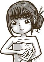 dessin animé fille frottant savon se baigner écureuil mignon illustration clipart kawaii anime vecteur