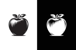 Pomme icône silhouette plat graphique conception. Pomme icône illustration noir blanc Contexte. vecteur